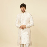 Warm White Aari Embroidered Sherwani Set