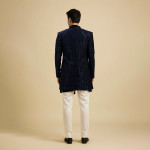 Navy Blue Sequinned Indo Sherwani Set