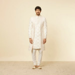 Warm White Aari Embroidered Sherwani Set